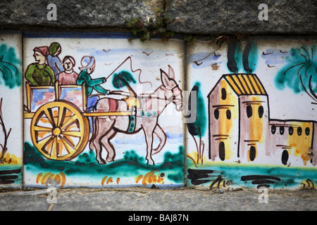 Decorate il passo di Santa Maria del Monte Scala, Caltagirone, Sicilia, Italia Foto Stock
