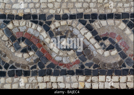 Dettaglio di un mosaico romano in una città romana casa in Dorchester Foto Stock