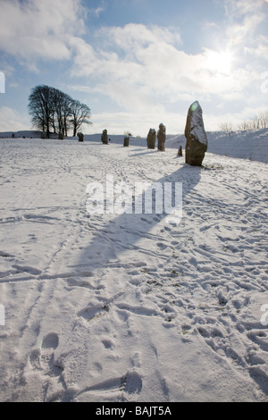 Avebury Henge standing stone circle neolitico un sito Patrimonio Mondiale dell'UNESCO nel WILTSHIRE REGNO UNITO Foto Stock