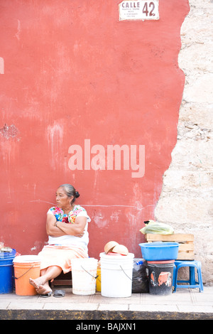 Le donne Maya in Messico di Valladolid Foto Stock