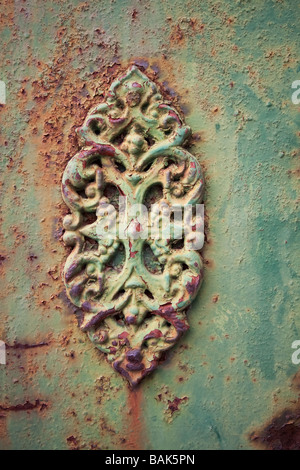 Xix secolo di ferro forgiato ornamento di gate dettaglio Foto Stock