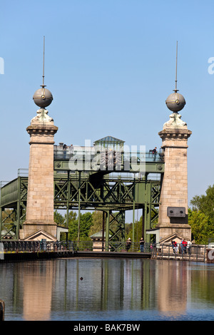 Il vecchio Henrichenburg Shiplift nella città di Waltrop, il percorso di cultura industriale , NRW, Renania del Nord - Westfalia, Germania Foto Stock