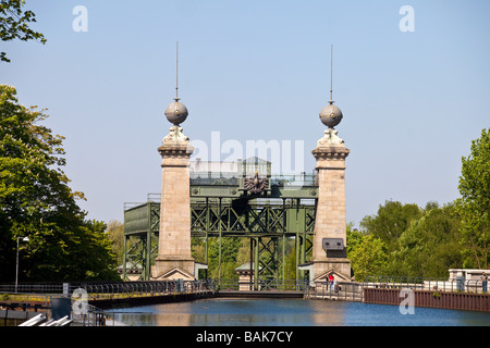 Il vecchio Henrichenburg Shiplift nella città di Waltrop, il percorso di cultura industriale , NRW, Renania del Nord - Westfalia, Germania Foto Stock