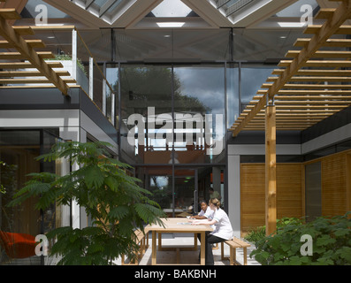Maggie's Centre di Londra, Regno Unito, Rogers Stirk Harbour + Partners, Maggie's cortile centrale. Foto Stock