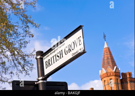 Nome strada il segno W4 London Regno Unito Foto Stock