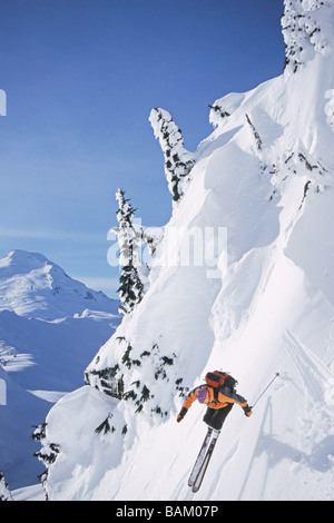 Sciatore su table mountain North Cascades Foto Stock