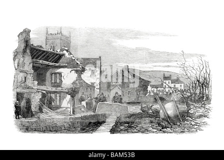 Vicoria bridge da mill holmfirth Alluvione 1852 gravi inondazioni Holme Valley West Yorkshire Inghilterra Foto Stock