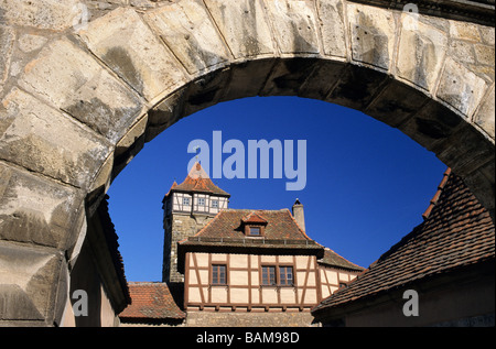 In Germania, in Baviera, Alta Franconia regione, la Strada Romantica (Romantische Strasse), Rothenburg ob der Tauber, porta di ingresso della Foto Stock