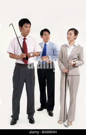 Imprenditori e imprenditrice Azienda Golfclubs Foto Stock