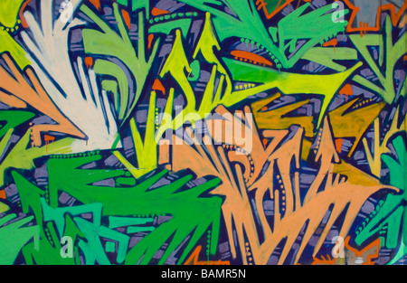 Dettaglio di Urban Graffiti su un muro a Los Angeles Foto Stock