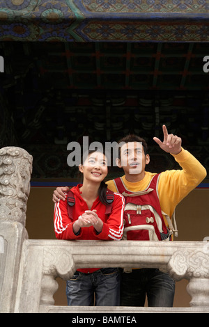 Coppia giovane visitando la città proibita a Pechino, Cina Foto Stock