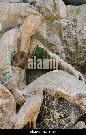 Dazu Rock Carving Grottoe Baodingshan n. 20 grotta Chongqing Cina Asia UNESCO Patrimonio Mondiale del buddismo statua del Buddha arte Foto Stock