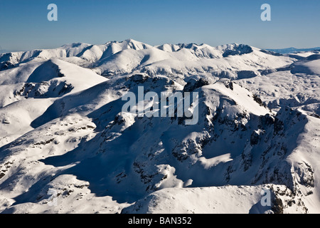 Veduta aerea di Malyovitza, (Malyovitsa) regione, Rila montagna, Balcani, Bulgaria Foto Stock