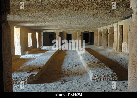 Kanheri caves (Mumbai) Darbar grotta, vista dall'interno della sala. Foto Stock