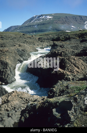 Fiume su Disko Isola, Disko Bay, Groenlandia occidentale Foto Stock