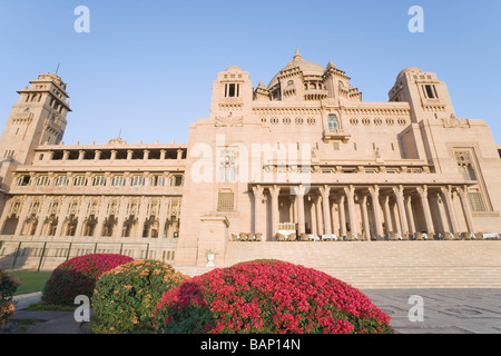 Facciata di un palazzo Umaid Bhawan Palace, Jodhpur, Rajasthan, India Foto Stock