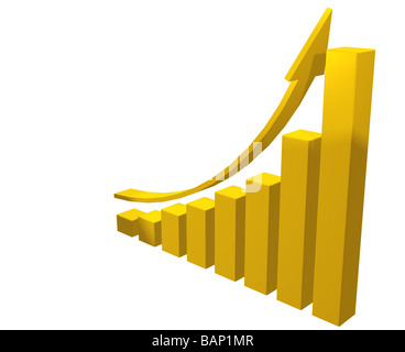 Lo schema del diagramma con una freccia da oro su sfondo bianco Foto Stock
