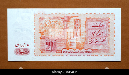 Repubblica democratica popolare di Algeria 20 Venti Dinar banconota. Foto Stock
