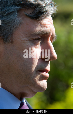 Gordon Brown MP il Primo Ministro ed ex Cancelliere dello Scacchiere nel lavoro del governo britannico Foto Stock