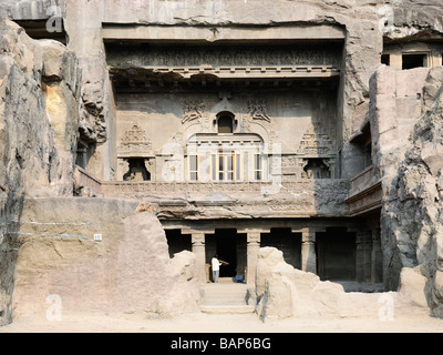 Chaitya buddhista grotta n. 10 Ellora Foto Stock