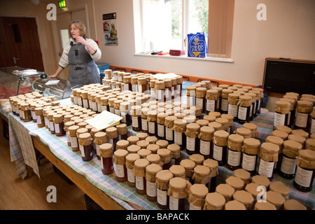 Mercato degli Agricoltori stallo a Rickinghall Village Hall nel Suffolk, Regno Unito Foto Stock