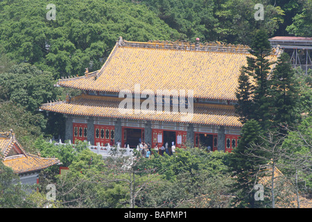 Vista in elevazione del tempio il Monastero Po Lin Lantau Island Hong Kong Aprile 2008 Foto Stock