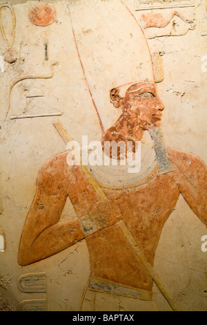 Opera d'arte e franchigie il tempio mortuario di Merneptah sulla riva occidentale del Fiume Nilo a Luxor Egitto Foto Stock