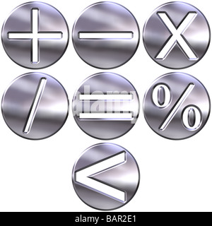 3d argento i simboli matematici Foto Stock