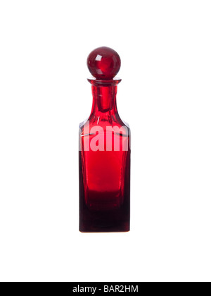 Rosso bottiglia di profumo Foto Stock