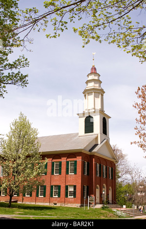 La prima chiesa di Deerfield, Old Deerfield, Massachusetts. Foto Stock