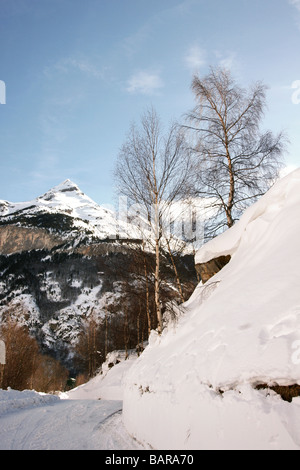 La Francia. Hautes-Pyrenees.I pirenei in inverno. Foto Stock