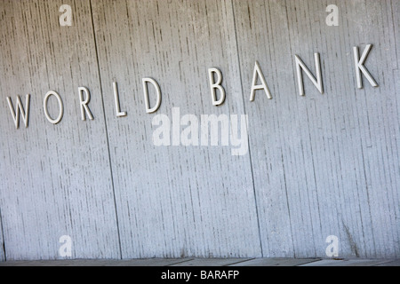 La Banca mondiale al di fuori del logo di edificio H. WorldBank Gruppo Banca Mondiale sede ufficio principale esterno dell'edificio. Washington DC. Foto Stock