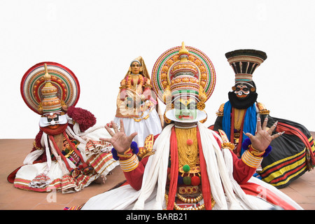 Quattro persone kathakali dancing Foto Stock