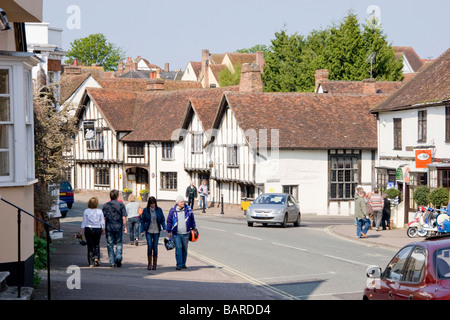 High Street Lavenham Suffolk in Inghilterra e The Swan Hotel Foto Stock