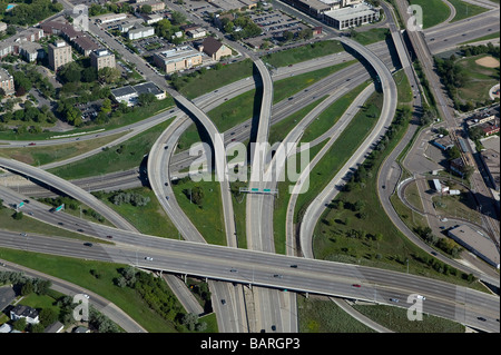 Vista aerea sullo svincolo della superstrada Minneapolis Minnesoata, select99 Foto Stock