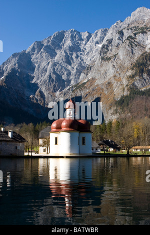 In Germania, in Baviera, il Lago Königssee, St. Bartholomä Cappella Foto Stock