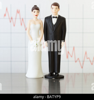 Sposa e lo sposo cake topper dal grafico Foto Stock