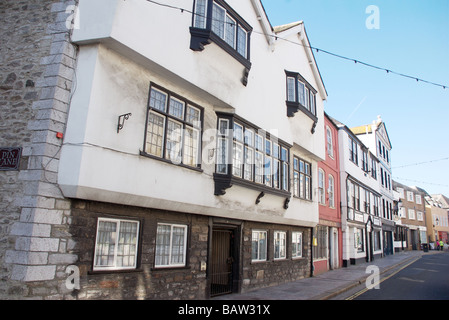 Gli edifici di vecchia costruzione nel distretto di Barbican, Plymouth, Devon, Regno Unito Foto Stock