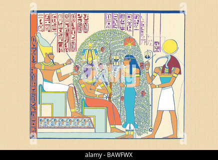 Atum,Ramses II e Sefekh Foto Stock