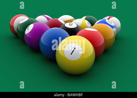 Sfere biiliard close up Foto Stock