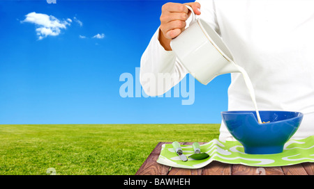 Una sana colazione all'aperto Foto Stock