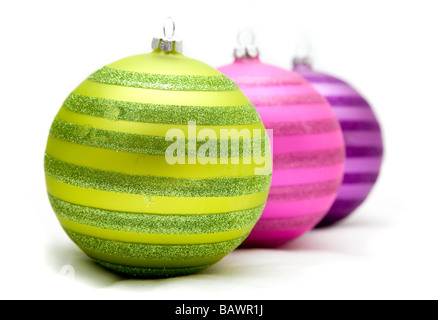 Le palle di Natale su una superficie morbida Foto Stock