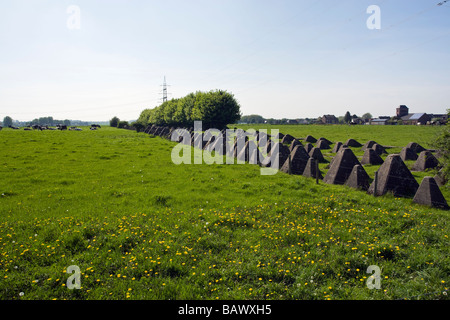 Le trappole del serbatoio della linea Siegfried, noto anche come Westwall, vicino Herzogenrath, Renania settentrionale-Vestfalia, Germania Foto Stock