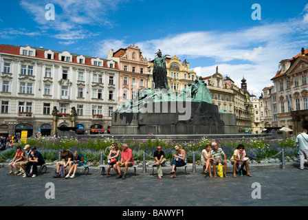 La Piazza della Città Vecchia di Praga Foto Stock