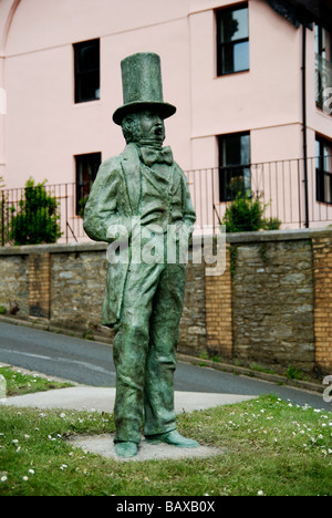 La statua di Isambard Kingdom Brunel è a Saltash lato del ponte in cornwall, Regno Unito Foto Stock