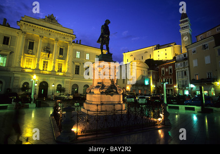 Tartini Square a Pirano, Slovenia Foto Stock