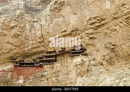 Monastero di appendere su una parete di roccia, Heng Shan North, nella provincia di Shanxi, Cina e Asia Foto Stock