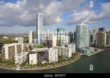 Vista aerea di grattacieli su Brickell Avenue, Miami, Florida, Stati Uniti d'America, STATI UNITI D'AMERICA Foto Stock