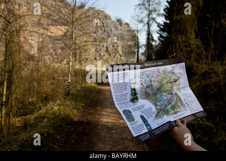 Mappa di fronte Llanymynech Hill Quarry Galles del Nord Regno Unito Europa UE Foto Stock