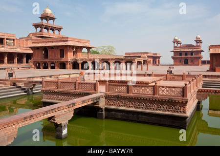 Tansen s sedile in Panch Mahal o Palazzo di Fatehpur Sikri India Foto Stock